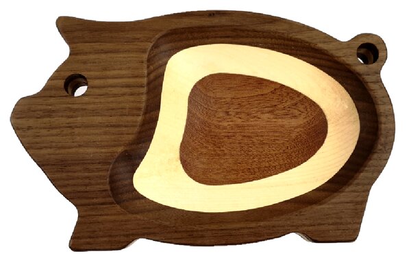 AMADEA Drevená miska mozaika v tvare ošípanej, masívne drevo, 3 druhy drevín, rozmer 20x12,50x2,50 cm