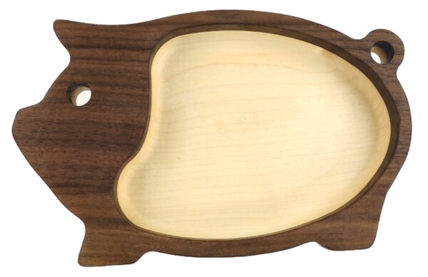 AMADEA Drevená miska mozaika v tvare ošípanej, masívne drevo, 2 druhy drevín, rozmer 20x12,50x2,50 cm