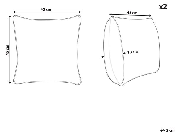 Sada 2 dekoratívnych vankúšov viacfarebná bavlna ľan polyester 45 x 45 cm snímateľné obliečky so zipsom moderná tradičná obývačka