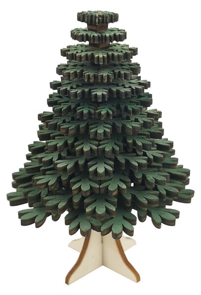 AMADEA Drevený 3D stromček zelený 10 cm