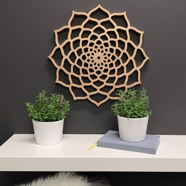 AMADEA Drevená mandala na zavesenie, masívne drevo, priemer 40 cm