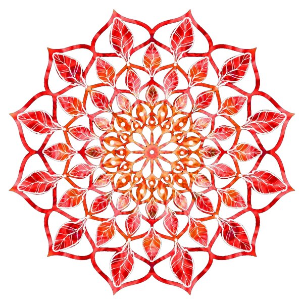 AMADEA Drevená dekorácia mandala červená 20 cm
