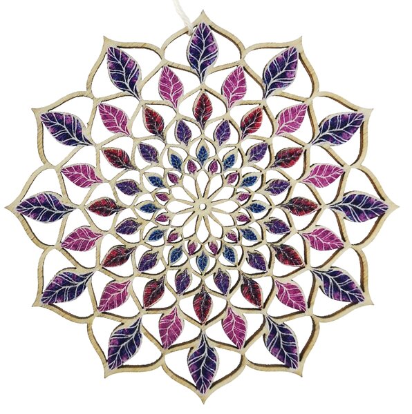 AMADEA Drevená dekorácia mandala farebná 9 cm