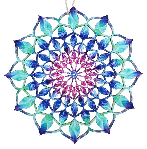AMADEA Drevená dekorácia mandala farebná 9 cm