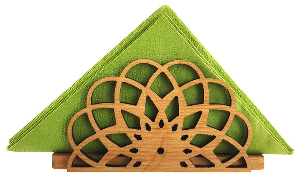 AMADEA Drevený stojanček na obrúsky v tvare mandaly, masívne drevo, 12,3x6,5x3,5 cm