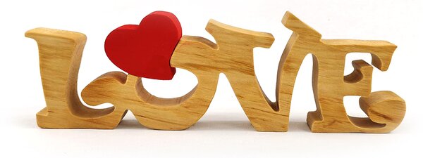 AMADEA Drevená dekorácia nápis LOVE, masívne drevo, 25x8 cm