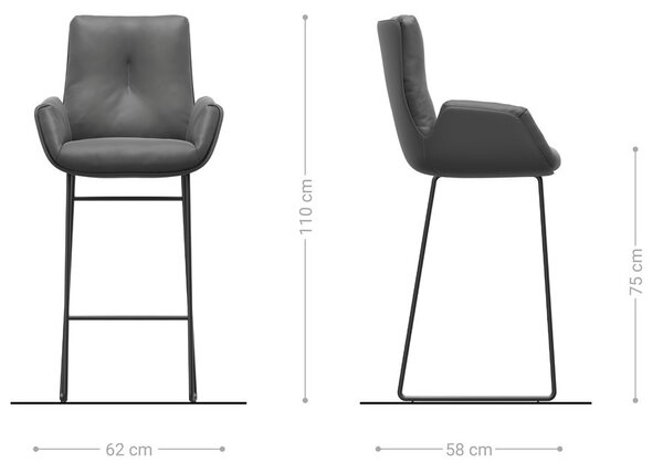 DELIFE Barová stolička Clea-Flex texturovaná látka mäkký sivá tenká kovová podstava