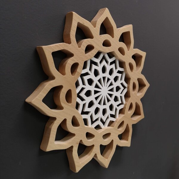 AMADEA Mandala s vkladom na zavesenie, masívne drevo, priemer 30 cm
