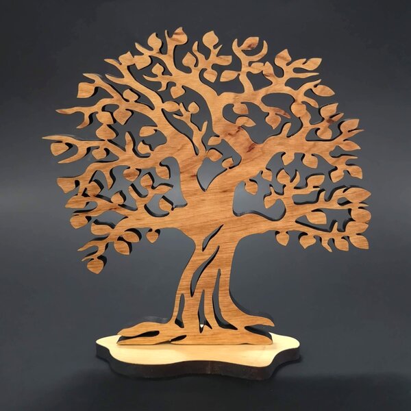 AMADEA Drevené strom stojace, masívne drevo, výška 19 cm