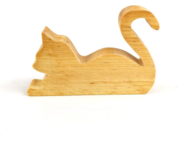 AMADEA Drevená dekorácia mačka ležiaca, masívne drevo, 15x10,5x2,5 cm