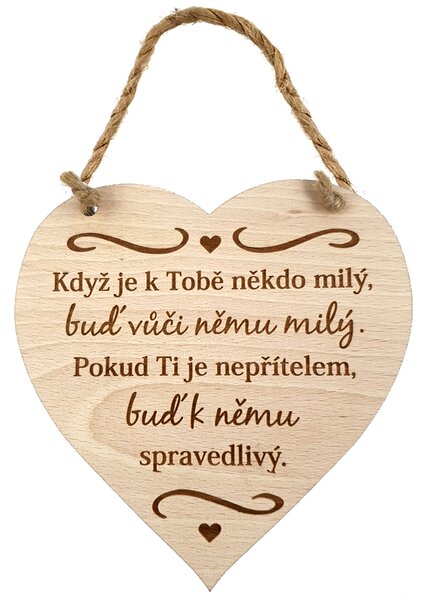 AMADEA Drevené srdce s textom Keď je k Tebe niekto...., masívne drevo, 16 x 15 cm