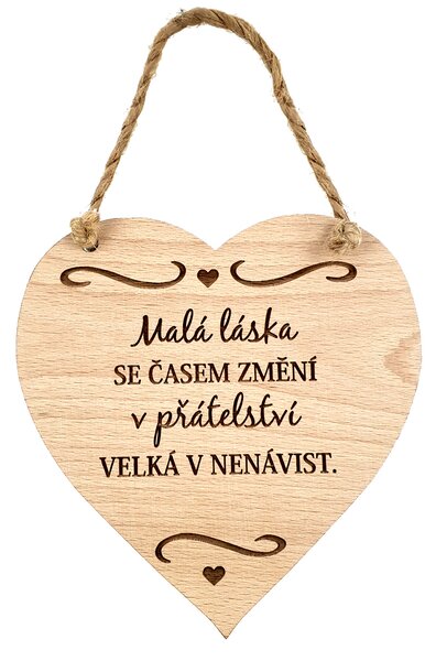 AMADEA Drevené srdce s textom Malá láska sa časom...., masívne drevo, 16 x 15 cm