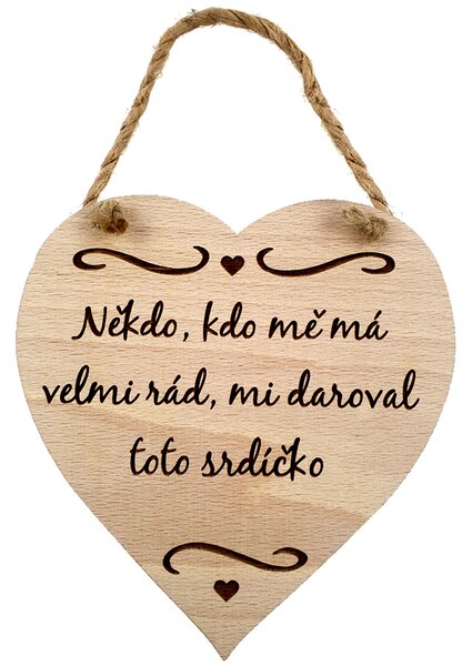 AMADEA Drevené srdce s textom Niekto, kto ma má veľmi rád..., masívne drevo, 16 x 15 cm