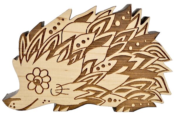 AMADEA Drevená dekorácia ježko, masívne drevo 15x9,5x1,8 cm