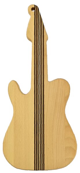 AMADEA Drevená doštička v tvare gitary, masívne drevo, 45x20x2 cm
