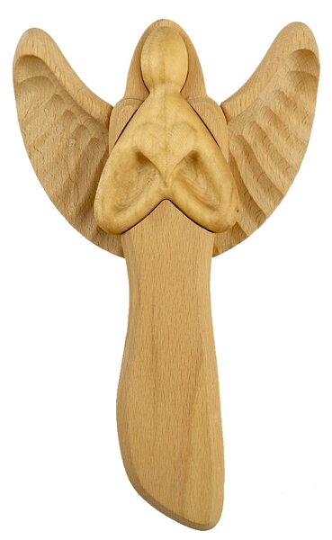 AMADEA Drevený anjel so srdcom, masívne drevo, 22x15x2 cm