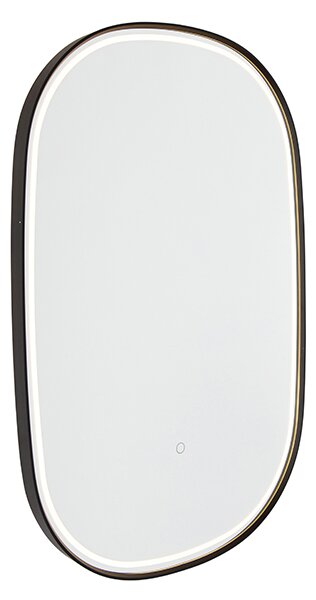 Kúpelňové zrkadlo čierne vrátane LED s dotykovým stmievačom oválne - Miral