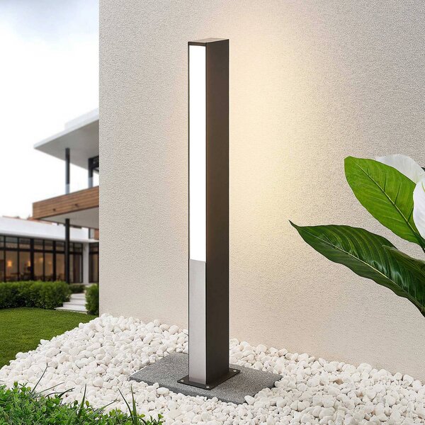 Lucande Aegisa LED lampa na projektor, 80 cm, antracitová, kov, IP54, Čierna, Nehrdzavejúca oceľ, Moderný, Osvetlenie príjazdovej cesty