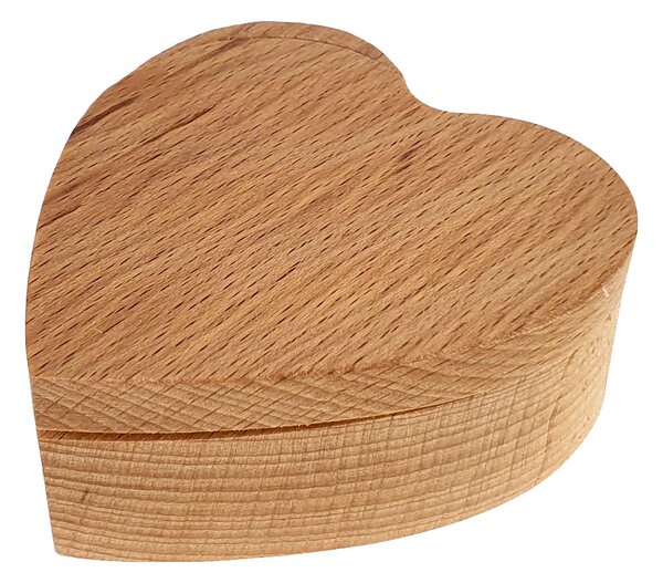 AMADEA Drevená krabička v tvare srdca, masívne drevo, 8x3 cm