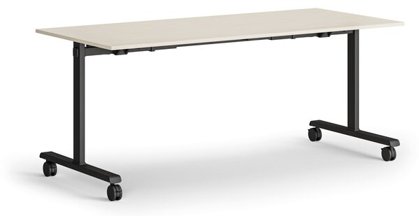 Mobilný stôl MATCH, 180x80 cm, čierna podnož, breza