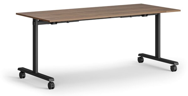 Mobilný stôl MATCH, 180x80 cm, čierna podnož, orech
