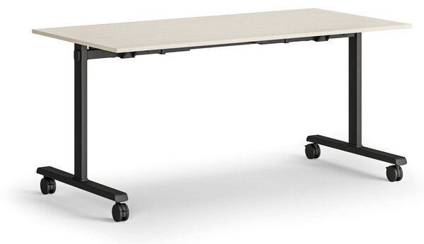 Mobilný stôl MATCH, 160x80 cm, čierna podnož, breza