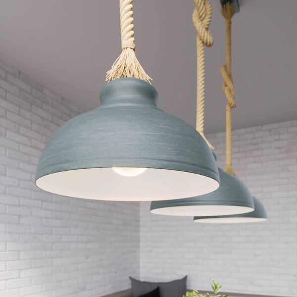 Lindby Chaby závesná lampa betónový vzhľad, 3-pl., Hliník / sivá / zinok, Obývacia izba / jedáleň, kov, Vintage, Závesné svietidlo