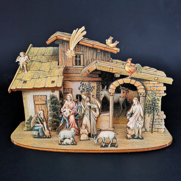 AMADEA Drevený skladací betlehem 3D 12 cm