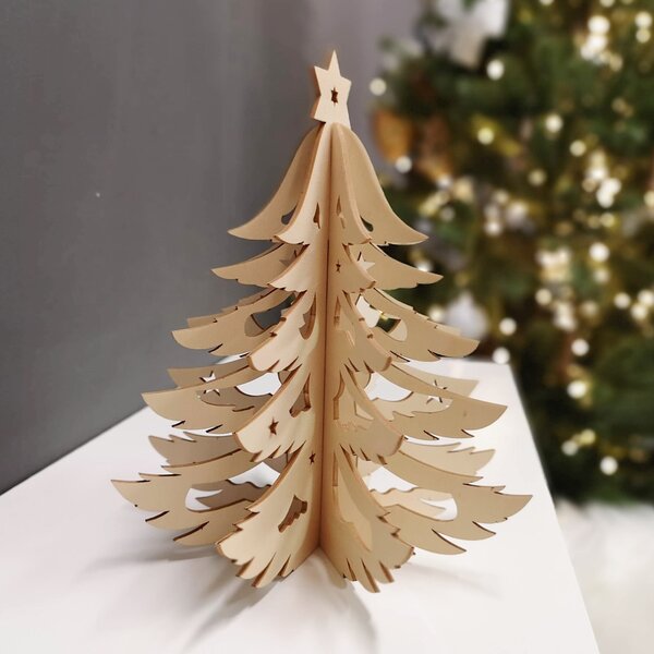AMADEA Drevený 3D stromček, výška 20 cm