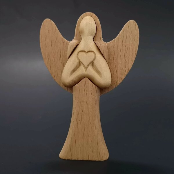 AMADEA Drevený anjel, masívne drevo, výška 10 cm