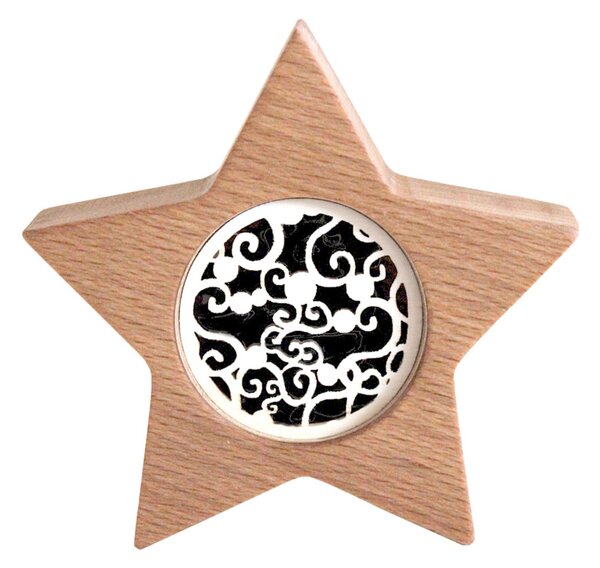 AMADEA Drevená dekorácia hviezda s vkladom - ornament, masívne drevo, výška 10 cm