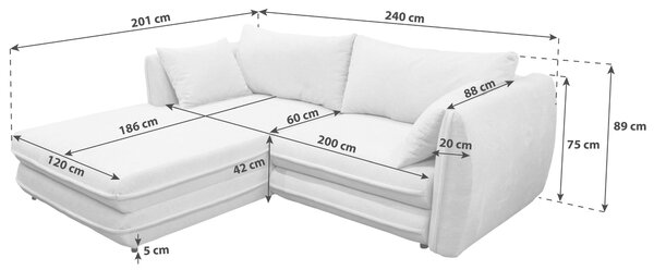 ROHOVÁ SEDAČKA, textil, krémová MID.YOU - Sedačky, Online Only