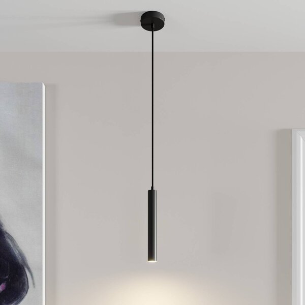 Závesné svietidlo Arcchio LED Franka, 1 svetlo, Ø 4 cm, čierna, Čierna, Obývacia izba / jedáleň, Hliník, Moderný, Závesné svietidlo