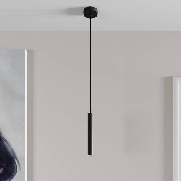 Závesné svietidlo Arcchio LED Franka, 1 svetlo, Ø 4 cm, čierna, Čierna, Obývacia izba / jedáleň, Hliník, Moderný, Závesné svietidlo