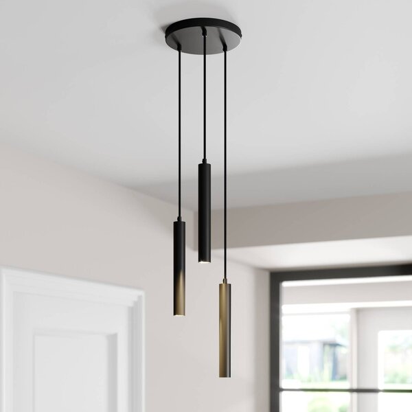 Arcchio LED závesné svietidlo Franka, 3 svetlá, Ø 24 cm, čierna, Čierna, Obývacia izba / jedáleň, Hliník, Moderný, Závesné svietidlo