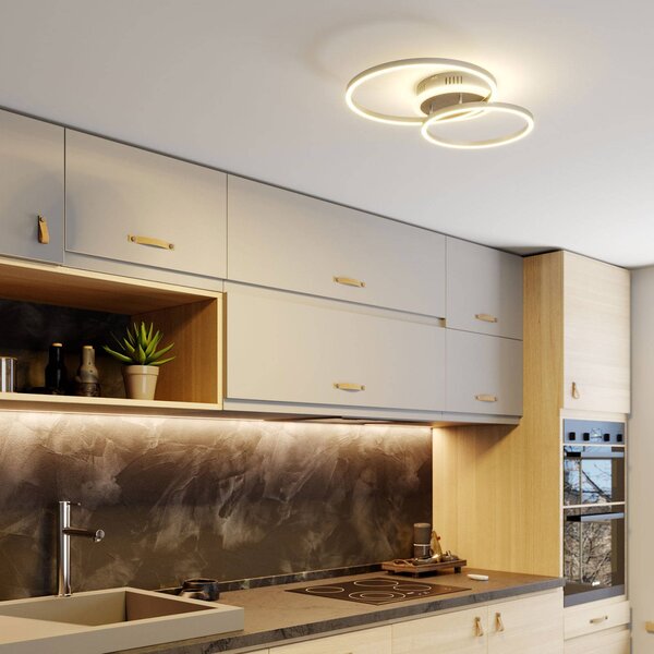 Lindby Smart stropné LED svetlo Edica, 58 cm, Tuya,, Hliník / sivá / zinok, Obývacia izba / jedáleň, Hliník, Moderný, Závesné svetlo