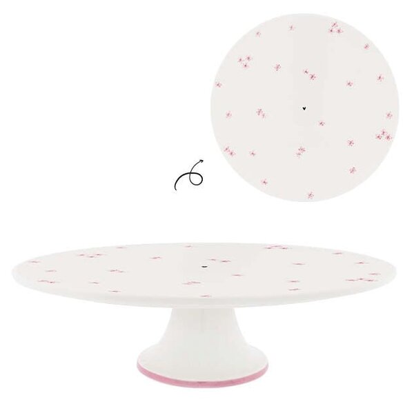 Stojan na tortu White / Rose Little flowers Ø 30 cm