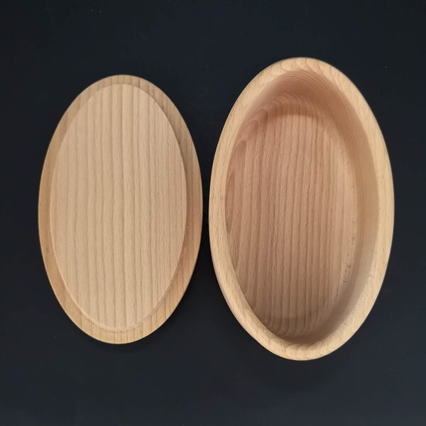 AMADEA Drevená dóza oválna, masívne drevo, 15x9x4, 5 cm