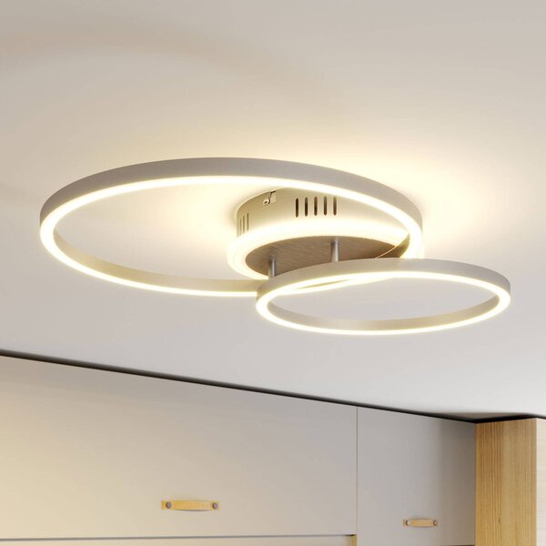 Lindby Smart stropné LED svetlo Edica, 58 cm, Tuya,, Hliník / sivá / zinok, Obývacia izba / jedáleň, Hliník, Moderný, Závesné svetlo