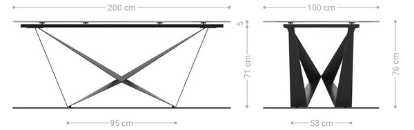 DELIFE Jedálenský stôl Edge 200x100 reliéfne sklo dymovo čierna 3D dizajn Spider plochá oceľ nerezová oceľ
