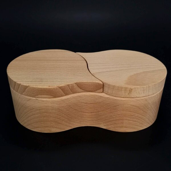 AMADEA Drevená soľnička dvojitá, masívne drevo, 17x9x4, 5 cm