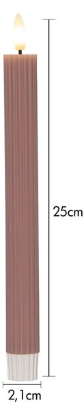 LED sviečka Flamme Stripe Pink – sada 2 ks