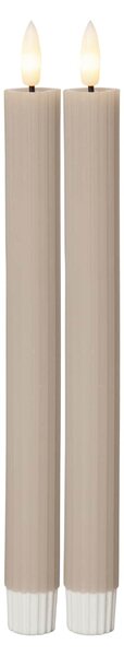 LED sviečka Flamme Stripe Beige – sada 2 ks