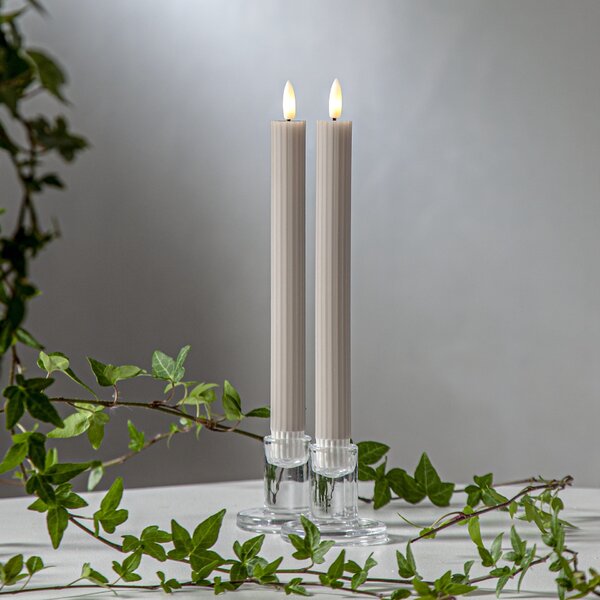 LED sviečka Flamme Stripe Beige – sada 2 ks
