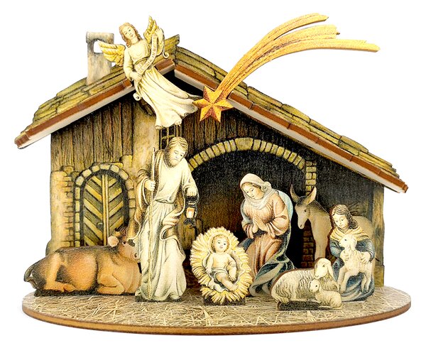 AMADEA Drevený skladací betlehem 3D 14 cm