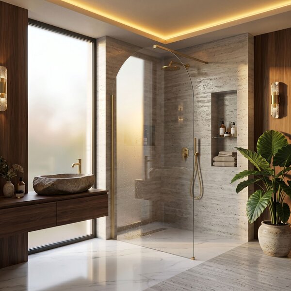 Rea Heaven, sprchová zástena Walk-in, 120 cm, zlatá matná, REA-K6682