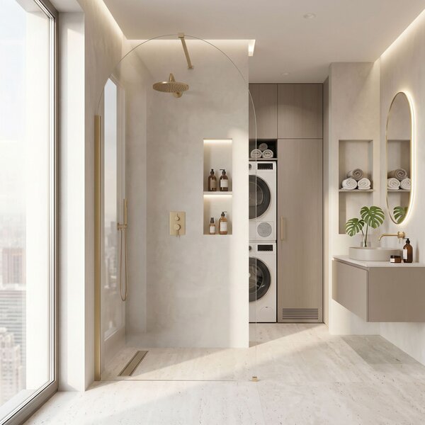 Rea Heaven, sprchová zástena Walk-in, 120 cm, zlatá matná, REA-K6682