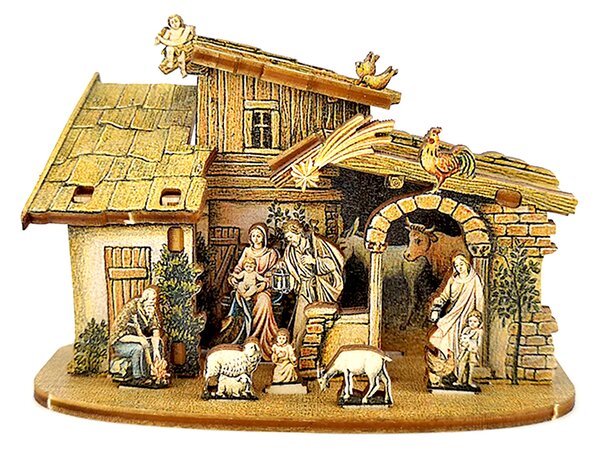 AMADEA Drevený skladací betlehem 3D 6 cm