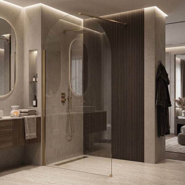Rea Heaven, sprchová zástena Walk-in, 100 cm, zlatá matná, REA-K6684
