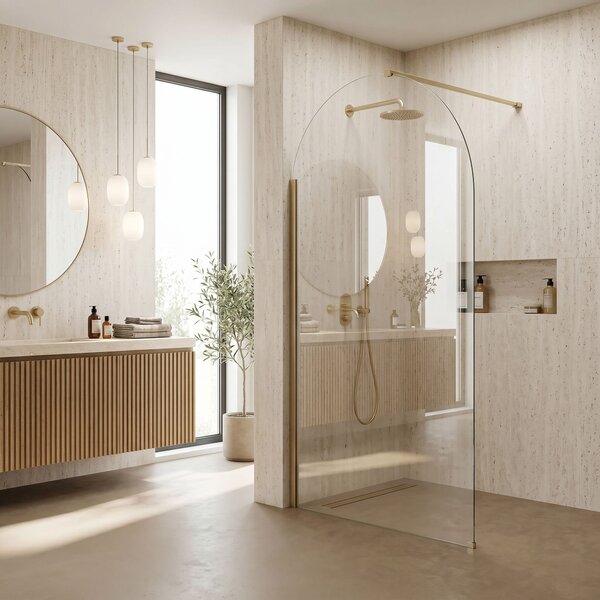 Rea Heaven, sprchová zástena Walk-in, 100 cm, zlatá matná, REA-K6684
